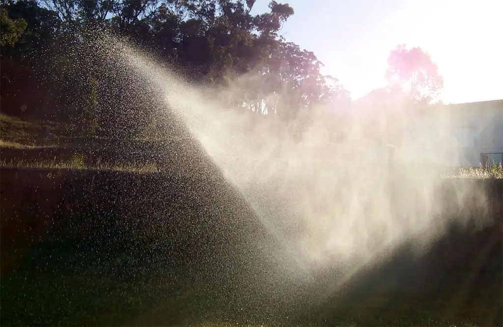 irrigation system watering lawn