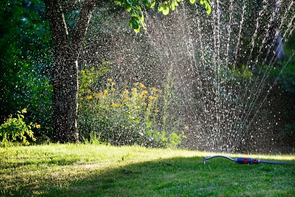 lawn sprinkler watering lawn