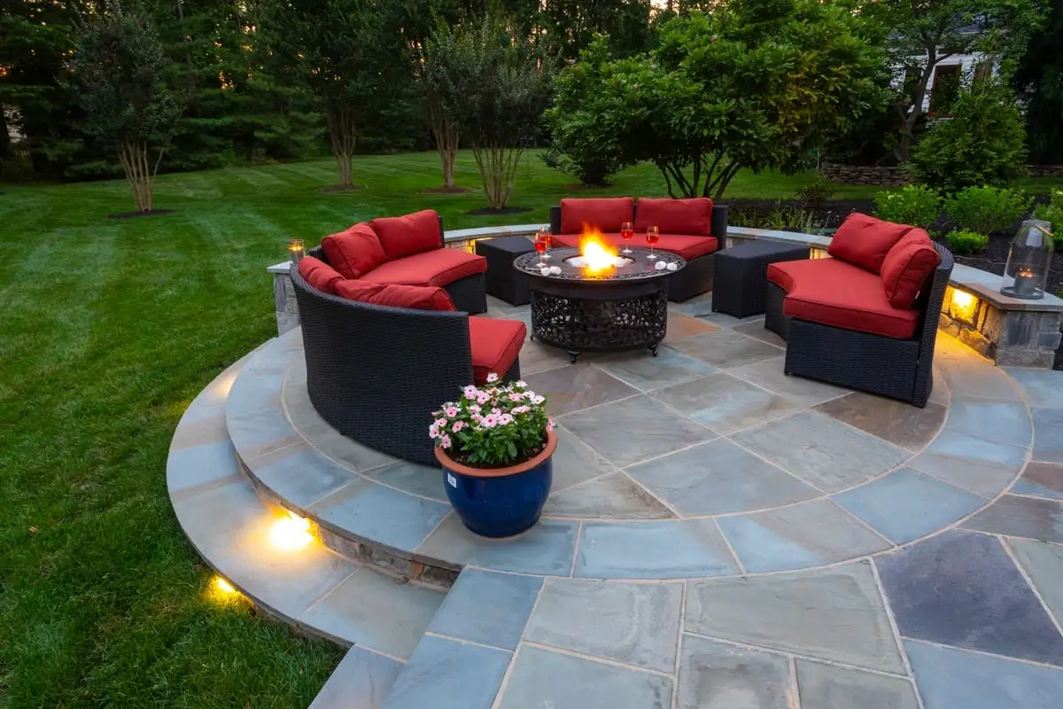 patio with seating and fire pit